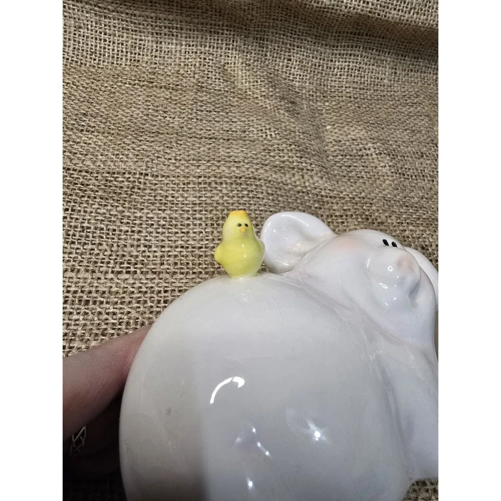 Vintage White Pig‎ with Yellow Bird Salt & Pepper Shakers